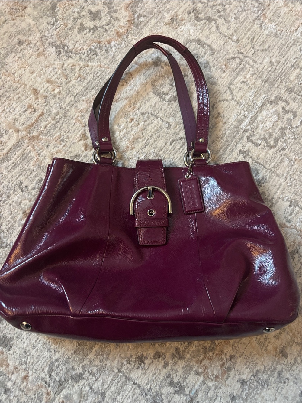 Coach Deep Berry Patent Leather Shoulder Bag